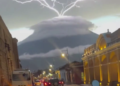Nature's Electrifying Display, Lightning and Volcano Create a Mesmerizing Illusion
