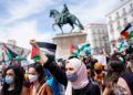 People take part in a protest in support of Palestine, at Puerta del Sol square, in Madrid, Spain May 15, 2021. REUTERS/Juan Medina