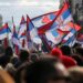 Opposition supporters wave Serbian flags during a protest against election fraud in Belgrade, Serbia, 30 December 2023. EFE/EPA/ANDREJ CUKIC